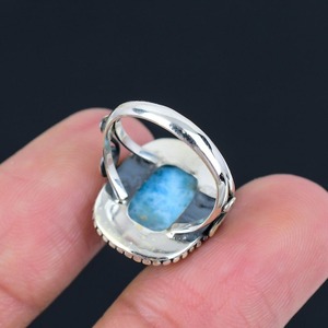 Larimar pierres précieuses bague bijoux pour femmes argent Boho Style bijoux 925 argent Sterling tendance à la main bague cadeau pour elle - Product Image 2