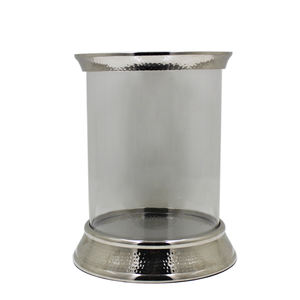 ชุดเชิงเทียนอลูมิเนียมและแก้ว2ชิ้นที่ใส่เทียนทรงเรียวขนาดเล็กสีนิกเกิลสำหรับตกแต่งงานแต่งงาน - Product Image 1