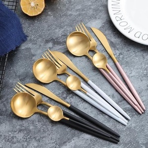 Stainless Steel Cutlery Set of 5 With Brass Handle for Kitchen & <b>Tabletop</b> Best Quality Dinnerware Cutlery Set at Reasonable Cost - Product Image 4