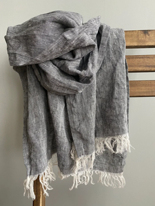 Premium Quality 100% Linen Lightweight Summer Scarf Scarves <b>Shawl</b> Hollow Out With Tassels <b>for</b> Men and <b>Women</b> - Product Image 5