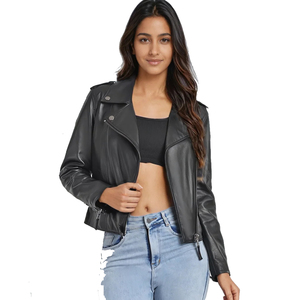 Veste en cuir véritable pour femmes personnalisée | Vêtements d'extérieur de qualité supérieure pour dames | Manteau de mode Slim Fit | Fournisseur en gros OEM ODM - Product Image 2