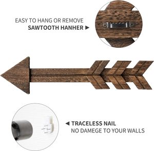 Flecha de madera rústica decoración de pared granja, 15 "flechas de madera signo pared colgante arte decoración de Navidad para el hogar o la boda 2 - Product Image 3
