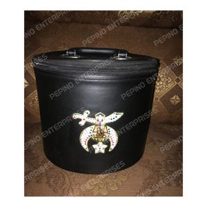 Estuche de Fez masónico personalizado de alta calidad, imitación de cuero negro para sombrero de Fez, nuevo con logotipo, estuche Masonic Regalia - Product Image 2