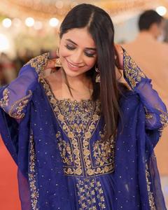 Nuevo diseñador Anarkali vestido de calidad Georgette traje pesado Georgette con bordado totalmente lateral trabajo completamente cosido - Product Image 2