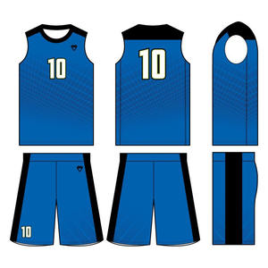 Ensemble d'uniformes de volley-ball personnalisés pour hommes sans manches évacuation de l'humidité maillot de sport sublimation jaune bleu expédition rapide - Product Image 3