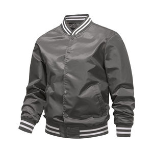 Veste de baseball universitaire à col montant unisexe taille XL veste Letterman en toile tissée avec logo brodé personnalisable pour hommes printemps - Product Image 4