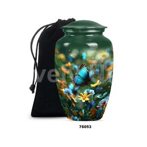 โกศใส่เถ้ากระดูกมนุษย์พร้อมฝาปิดถุงกำมะหยี่อลูมิเนียมขนาดใหญ่รูปปลาสีทองสวย - Product Image 5