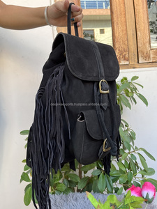 Sac à dos en daim fait à la main à franges, sacs d'école unisexes, sacs multi-usages, vente en gros, produit en vrac - Product Image 3