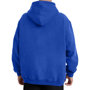 Sweat-shirt à capuche pour homme, bleu royal, effet délavé, coupe classique, couleur unie, en molleton, tricoté, vêtement d'hiver décontracté, polyester/coton, 350 GSM - Product Image 2