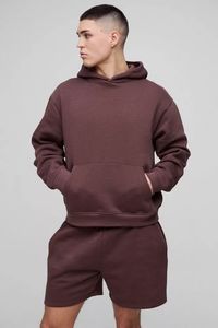 ชุดวอร์มสั้นสำหรับผู้ชายโอเวอร์ไซส์ทรงบ็อกซี่มีฮู้ดชุดวอร์มลำลองคุณภาพระดับพรีเมียมชุดระบายอากาศได้ดีและสวมใส่สบาย - Product Image 3