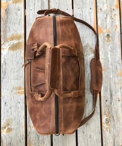 Bolso de lona personalizado Unisex de cuero de grano completo grande, conjunto de bolso de mano, Monograma, estilo Vintage, viaje nocturno, regalo de Navidad para hombres - Product Image 4