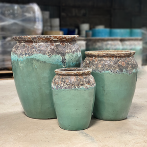 Pot de fleurs en céramique émaillée classique de grande taille, fait à la main, écologique, durable, avec trou de drainage, pour la maison, le jardin, l'aménagement paysager - Product Image 3