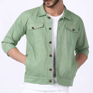 Veste en jean 100% coton pour homme, coupe-vent imperméable, sur mesure, avec logo couleur/taille personnalisée sur le devant, style vintage, vente en gros - Product Image 1