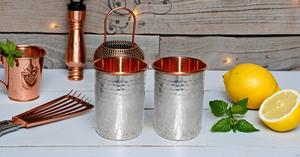 Vaso de cobre de doble pared hecho a mano, vaso de vidrio de cobre puro para agua, diseño moderno, beneficios para la salud - Product Image 2