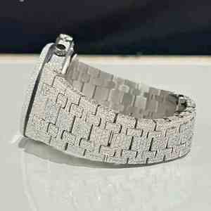 Customized Luxury Mechanical Watch Sport Hip Hop <b>Leather</b> High Quality Stainless Steel Honeycomb VVS Moissanite Diamond Analog - Product Image 3