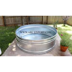 Galvanized Round Gardening Plants <b>Tub</b> <b>Metal</b> Shiny Mirror Polished Modern Vintage Gardening Long Lasting Flower Plants <b>Tubs</b> - Product Image 4