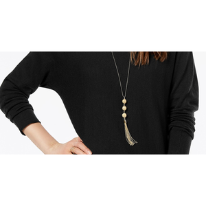 INC International Concepts Maglione Tunica Vintage da Donna Taglia Petite Nero con Decorazioni a Nappine e Bottoni Traspirante Lavorato a Maglia per l'Autunno - Product Image 3