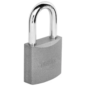 Lucchetto in ferro con chiave HERMEX in ottone cilindro lungo gancio da 25mm confezionato in una scatola di 6 unità - Product Image 1
