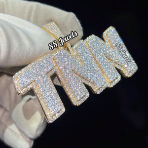 Bijoux Hip Hop personnalisés en argent Sterling 925 avec diamant Moissanite VVS complète avec lettre glacée nom pendentif cadeau d'anniversaire pour les enfants - Product Image 1