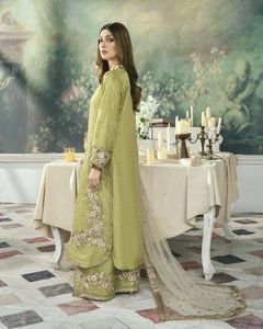 Meilleure qualité Nouveau Designer Party Wear Look Pure Chinon Silk Top Palazzo & Dupatta Set Disponible à un prix abordable - Product Image 3