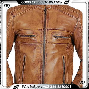 Veste en cuir pour hommes de haute qualité Veste coupe ajustée Veste de style motard motard - Product Image 4