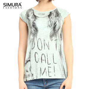 Camiseta sin Mangas con Cuello Redondo para Mujer, Marca SIMURA, de Algodón, con Estampado Digital de Letras, Estilo Casual, Largo Regular - Product Image 2