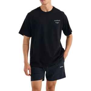 T-shirt décontracté pour homme en toile 100 % coton 220 g, à manches courtes, col rond, séchage rapide, respirant, coupe ample, vierge - Product Image 3