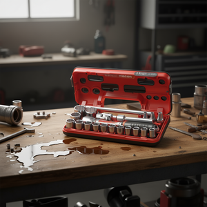 Facom <b>12</b>-<b>Point</b> 1/2'' Metric-Sized <b>Sockets</b> with Ratchet SL.161 DBOX <b>Set</b> 21-Piece <b>Socket</b> Tool Kit - Product Image 3