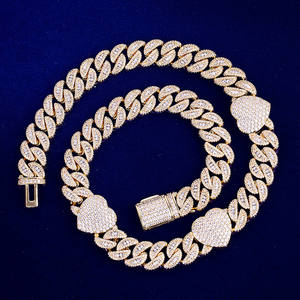 VVS Moissanite Hip Hop <b>Heart</b>-Shape 14mm Cuban Link Chain Style Round Cut Diamond Ice Out For Women's 925 <b>Sterling</b> <b>Silver</b> - Product Image 2