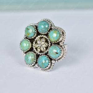 Handmade Turquoise 925 Sterling Silver <b>Adjustable</b> <b>Ring</b> Statement <b>Ring</b> for Women - Product Image 1