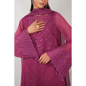 Ensemble de costume pour femme en mousseline brodée PR-1242 - Product Image 3