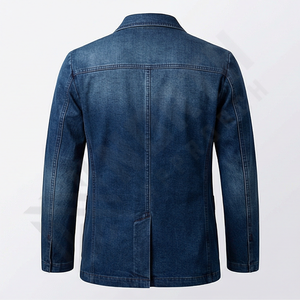 Veste en jean décontractée pour homme, style rétro, coupe décontractée, toile durable, bleu délavé, polyvalente, confortable, à porter tous les jours - Product Image 2