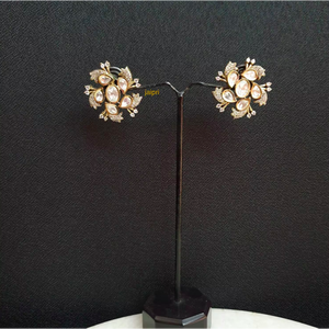 Pendientes de botón de moda Kundan Polki para mujer y niña para ropa de fiesta y uso diario - Product Image 3