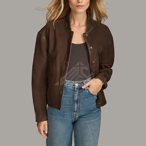 Veste de moto en cuir véritable de qualité supérieure pour femmes avec fermeture éclair Logo/couleurs/tailles personnalisable Service OEM pour les boutiques de marques rapide - Product Image 2