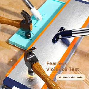 Ensemble seau et serpillière auto-nettoyante à pression manuelle, système multifonctionnel pour le nettoyage domestique, seau rectangulaire en métal - Product Image 4