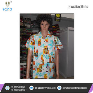 เสื้อฮาวายแขนสามส่วนสำหรับผู้ชาย,เสื้อฮาวายสำหรับวันหยุดพอดีตัวทำจากโพลีเอสเตอร์ - Product Image 5