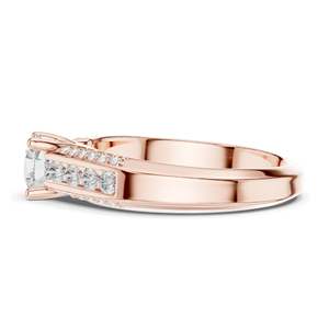 Anillo de Compromiso con Halo de Diamantes de Laboratorio Redondos Brillantes de 1.122 CT, Claridad VVS-VS EF, Oro de 18K, 14K, 10K y Plata 925, Color Rosa - Product Image 6