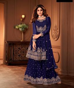 À la mode ethnique Georgette Salwar Kameez costume broderie travail fantaisie Georgette Dupatta indien pakistanais vêtements pour femmes vêtements costume - Product Image 1