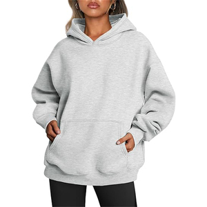 Casual couleur unie sweats pull à capuche respirant Street Wear surdimensionné femmes à capuche 2026 - Product Image 1