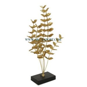 Elegante escultura decorativa en forma de hoja con objetos de mesa de decoración del hogar niquelados y estatuas con escultura de Base de mármol - Product Image 5