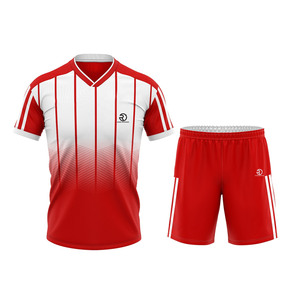 Nouveau design best-seller Vêtements de sport personnalisés Ensembles de football rouge et blanc Uniforme de football à sublimation en polyester au design personnalisé - Product Image 1