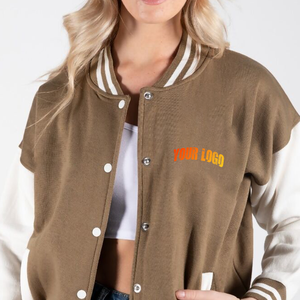 Veste Bomber Varsity en Laine/Viscose Rembourrée en Polyester et Coton, Broderie Personnalisée, Manches Tricotées, pour Femmes, Vente en Gros - Product Image 5