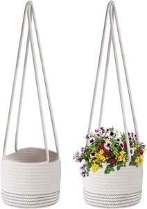 Jardinière élégante en corde macramé pour la décoration de plantes d'intérieur, améliorant l'esthétique du salon avec un style bohème fait main - Product Image 5