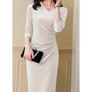 Vestido Midi de Terciopelo Elegante para Mujer de Jane, con Manga Larga, Cuello Cruzado, Detalle Fruncido Lateral, para Eventos Nocturnos, Modelo 31160 - Product Image 6
