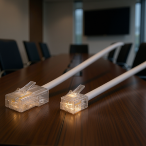Cable de Conexión Modular Iluminado de 4 Pines, 8P4C a 6P4C, 6m, Blanco, para Sistema de Conferencias - Product Image 3