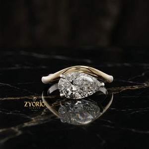 Anillo de Compromiso de Diamantes con Corte Pera Premium en Oro de 18K, Anillo Nupcial de Lujo - Product Image 2