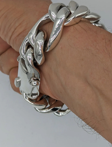 25MM 925 Plata de Ley sólida Hip Hop Heavy Figaro Link Chain Bracelet Fábrica al por mayor Hecho a mano Pulsera de cadena de alta calidad - Product Image 5