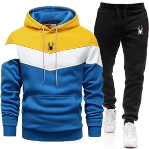 2025 hombres Casual Tricolor diario sudadera traje de alta calidad 100% algodón Jogging deportes chándal para invierno - Product Image 4