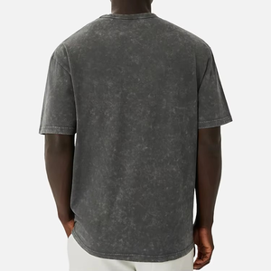 Logo personnalisé Design hommes Vintage coton délavé T-Shirt nouvelle collection été 100% tricoté surdimensionné col rond manches courtes - Product Image 2