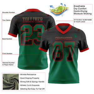 Jersey de fútbol americano con gradiente juvenil con textura de malla Diseño de bandera personalizado Forma cuadrada Ajuste atlético para la práctica - Product Image 2